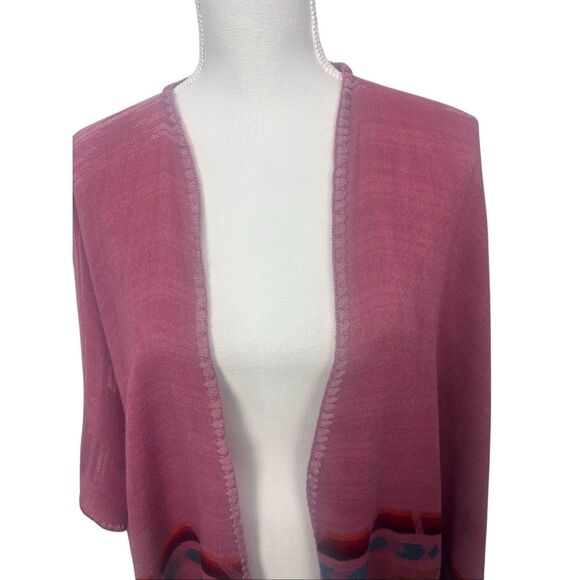 Reversible Geometric Boho Woven Poncho - Picture 13 of 16